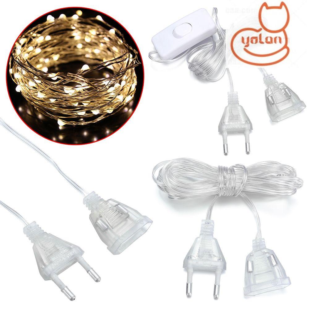 Dây đèn LED nối dài 3m 220V trong suốt kèm công tắc kiểu Châu Âu trang trí giáng sinh