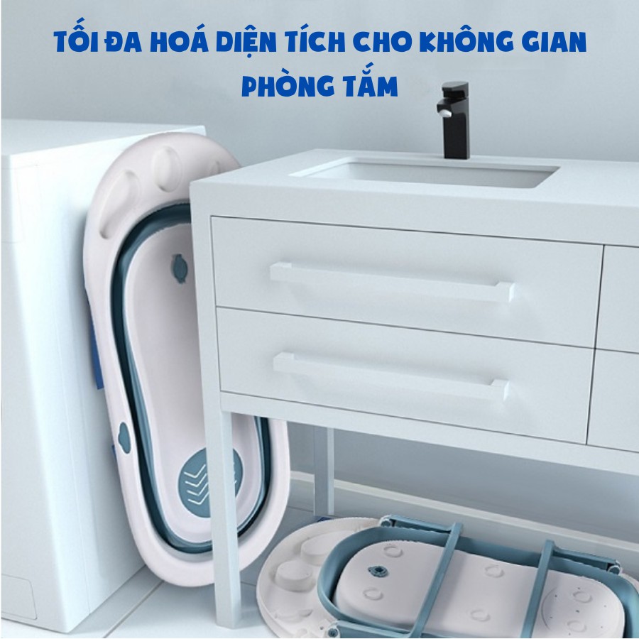 Chậu tắm gấp gọn cho bé  𝑭𝒓𝒆𝒆𝒔𝒉𝒊𝒑  Chậu tắm gấp gọn cao cấp kèm lưới/phao nằm tắm cho bé 9BABY