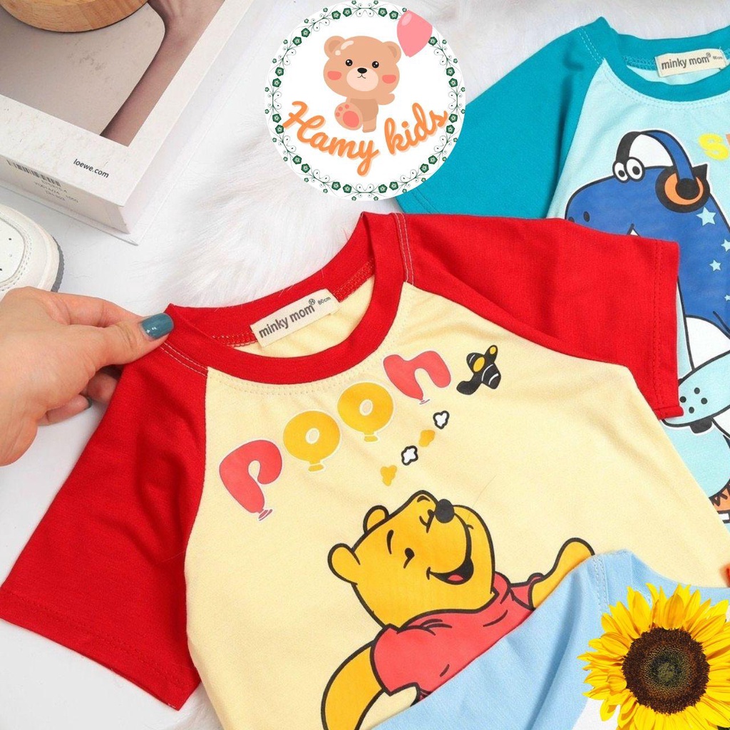 Bộ Cộc Tay Minky Mom Chính Hãng Bé Trai Bé Gái Thun Lạnh Raplan Hình Động Vật Đáng Bé Từ 0-5 Tuổi Dưới 20kg - Hamykids
