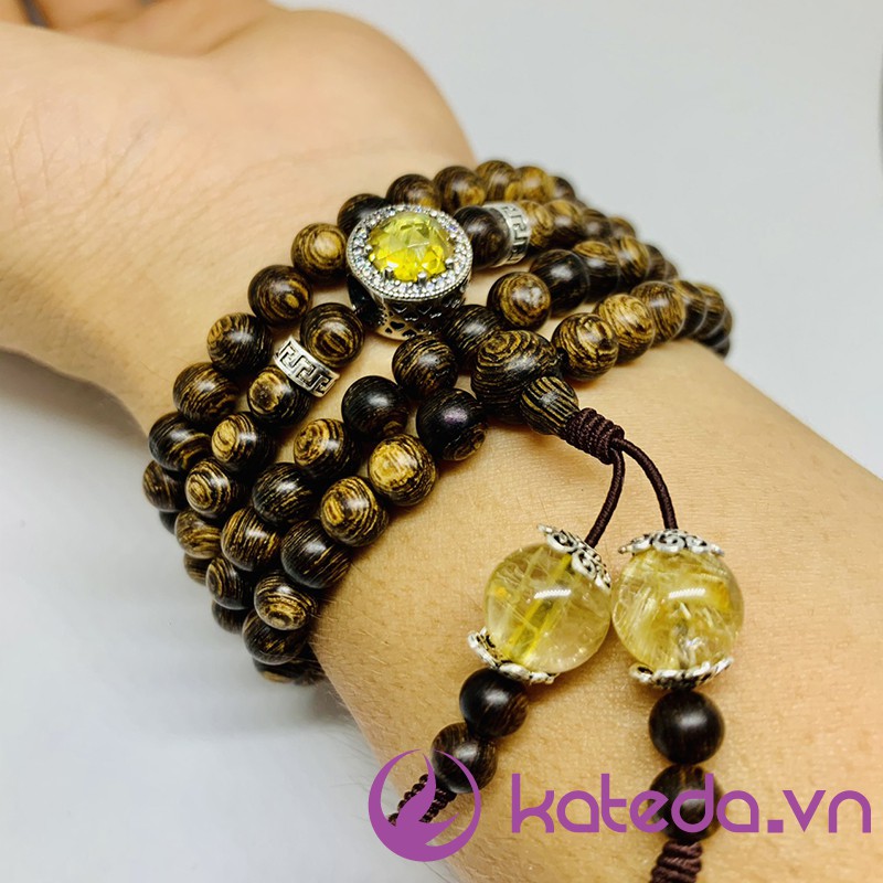 HÀNG CHUẨN Vòng trầm hương sánh chìm 6li 108 hạt mix charm bạc theo màu . ( 10 Set màu cho quý khách lựa chọn ).