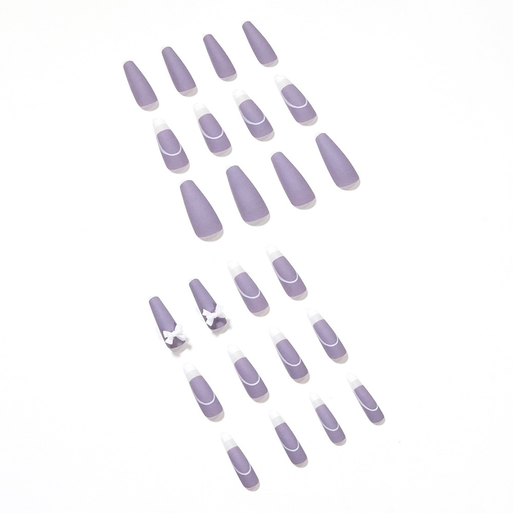 Miếng Dán Móng Tay Giả Plus Hình Nơ Tím Có Thể Tháo Rời
