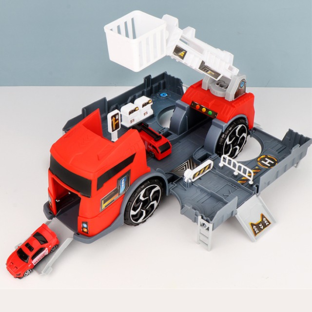 [FREESHIP❤️] Xe Đồ Chơi Chứa Xe Chữa Cháy Quân Sự Kèm Cầu Trượt 3 Màu Lựa Chọn