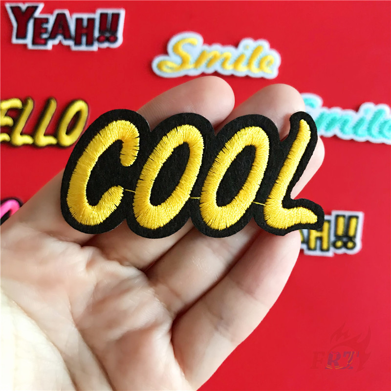 1 Miếng Dán Ủi Quần Áo Hình Hello / Cool / Yeah / Cười