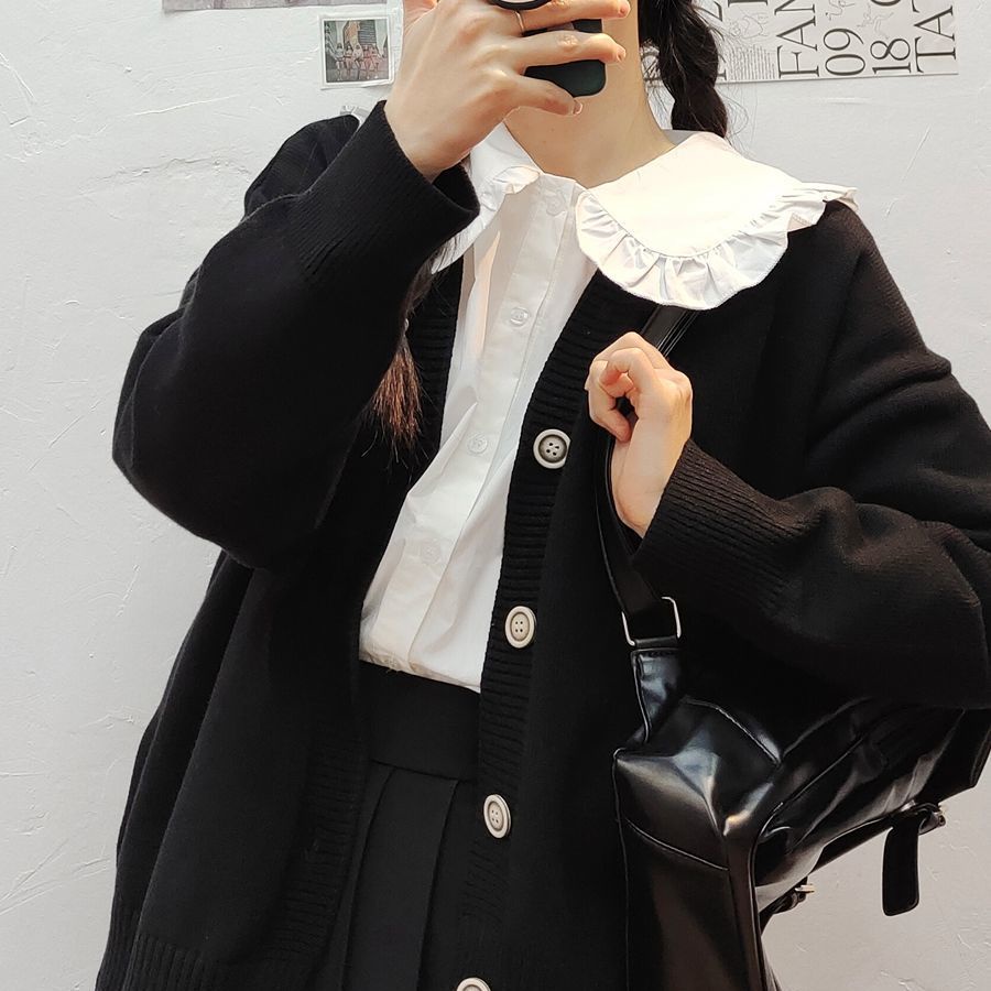 Áo sơ mi trắng dáng rộng phong cách Hàn Quốc Nhật Bản thời trang mùa thu 2021 dành cho nữ