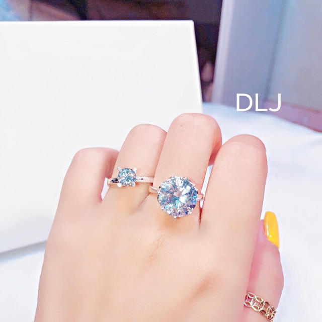Nhẫn bạc đính đá trắng tự nhiên cho nữ siêu xinh
