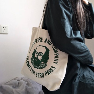 🍉Túi ulzzang tote vai 2 mặt chữ xanh rêu