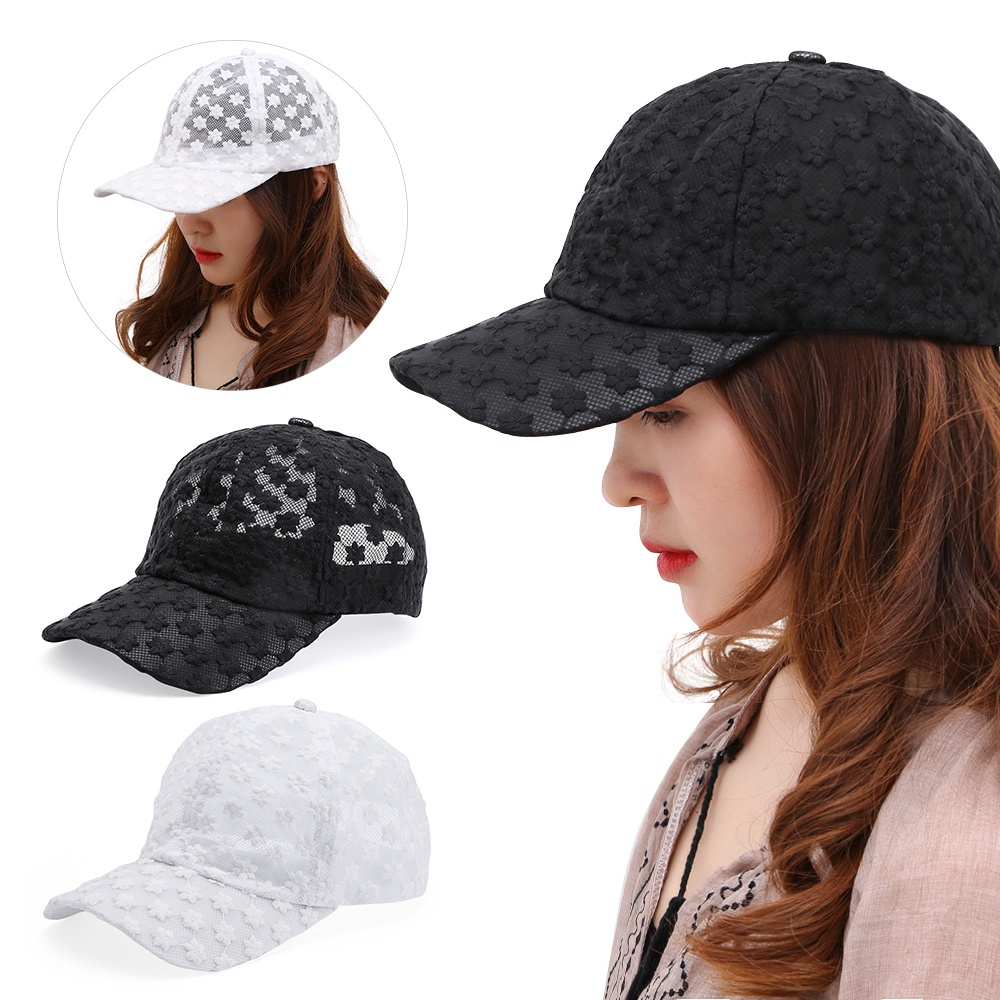 Mũ lưỡi trai phối ren lưới thoáng khí thời trang nhiều màu sắc tùy chọn dành cho nữ