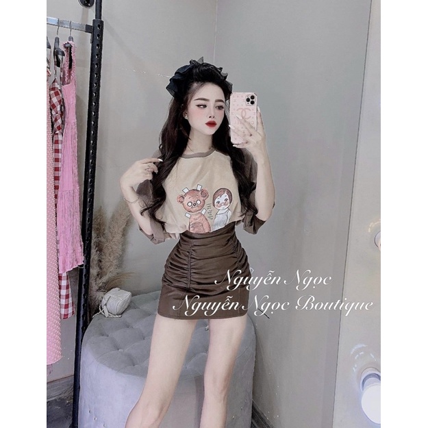 Chân váy da rúm siêu tôn dáng Hàng Quảng Châu