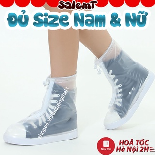 Túi Ủng Bọc Giày Đi Mưa Chống Bẩn Nam Và Nữ, Giày Nhựa Chống Nước Chống Trượt Màu Trắng Trong