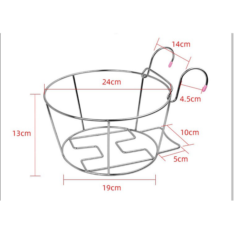 Châu Treo Ban Công, Giỏ Inox Treo Chậu Cây Ban Công Cửa Sổ Hàng Rào Tiện Dụng - Hàng Loại 1