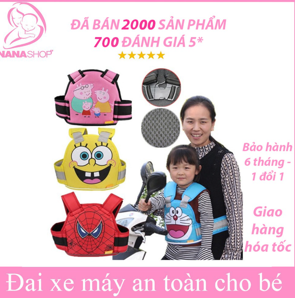 Đai An Toàn Cho Bé Ngồi Xe Máy Có Quai Xỏ Tay - Đai Đi Xe Máy Cho Em Bé( Có Phản Quang Hơn 20 Mẫu