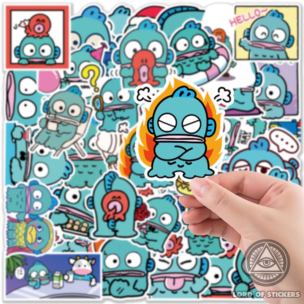 Set 50 Nhãn Dán Hangyodon Sticker Nhân Vật Hoạt Hình Cá Cute Chống Thấm Nước Trang Trí Mũ Bảo Hiểm, Laptop, Guitar, Vali