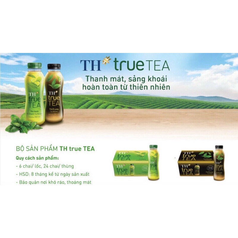 TH TRUE TEA trà xanh vị chanh/trà ô long (lốc 6 chai x 350ml)