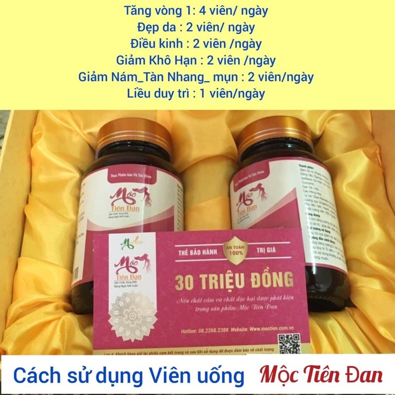 Viên Uống Nở Ngực MỘC TIÊN ĐAN - tăng kích thước vòng 1 ( Hộp 2 lọ x 30 viên)