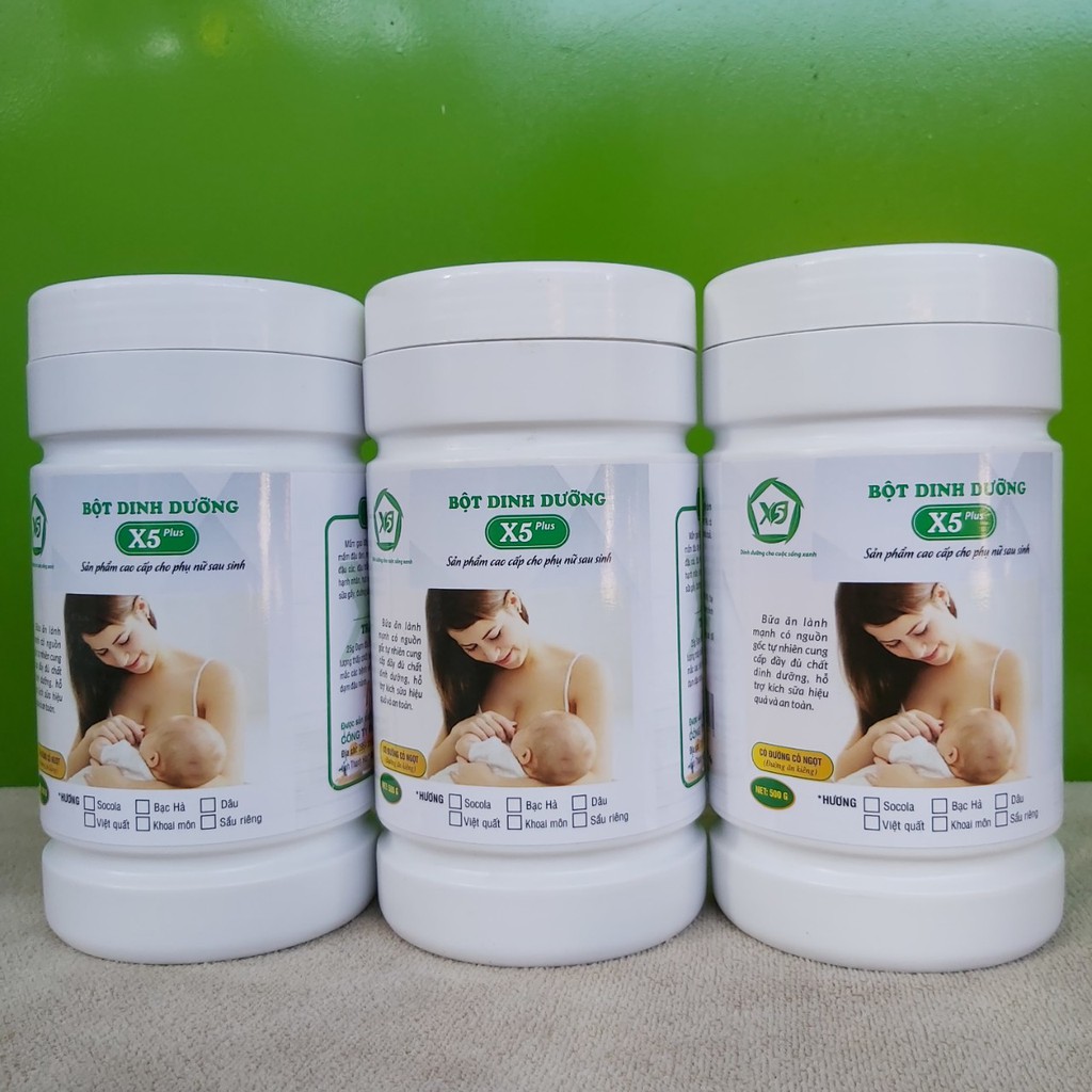 BỘT DINH DƯỠNG X5 PLUS-dùng cho lợi sữa cho mẹ sau sinh, gồm các hạt ngủ cốc naỷ mầm, thêm đạm đậu nành,bột nghệ... .