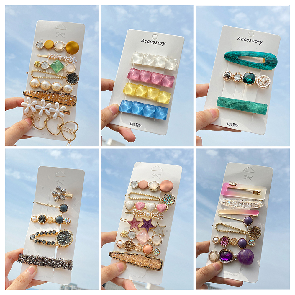 Kẹp Tóc Hình Ngôi Sao / Trái Tim Đính Ngọc Trai Thời Trang