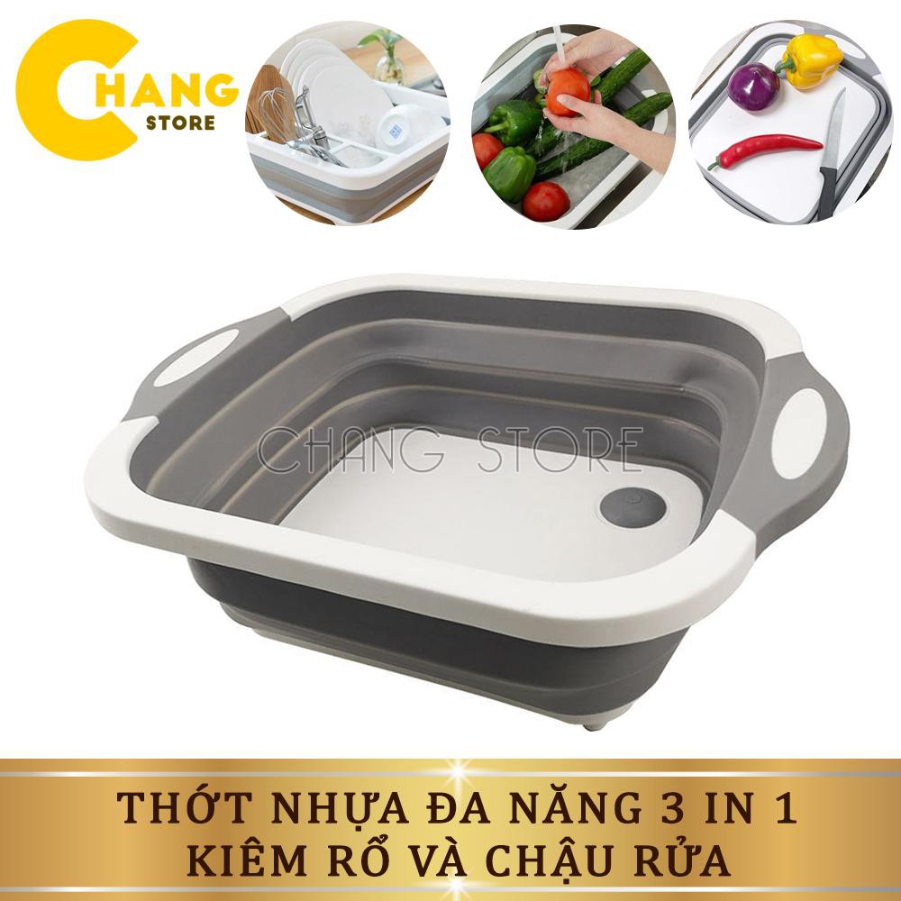 [Mã LIFE3103ALL giảm 10% đơn 50K] Thớt Nhựa Đa Năng 3 Trong 1 Kiêm Rổ Đựng và Chậu Rửa Tiện Dụng