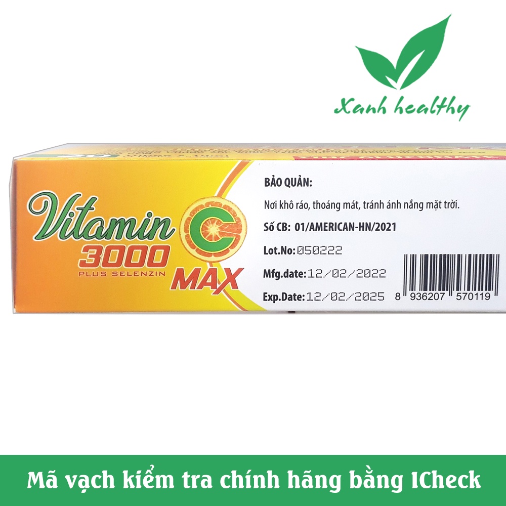 Vitamin C 3000mg Plus Selenxin Max - Bổ sung Vitamin C, rutin, zin C giúp tăng cường sức đề kháng cho trẻ từ 6 tháng t