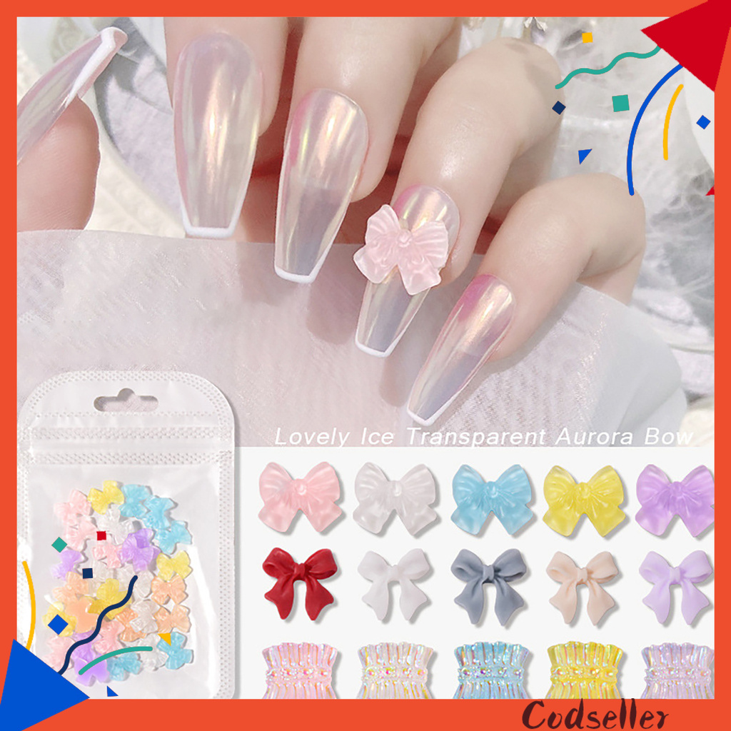 Set 30 Miếng Dán Trang Trí Móng Tay Hình Nơ 3D Diy