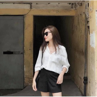 Hot Áo sơ mi nữ - Áo sơ mi đũi túi ngực nữ le58 đẹp