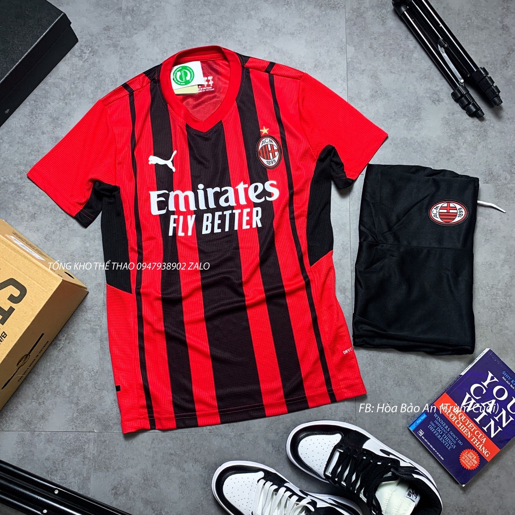 ✒❇☞Set Bộ Thể Thao nam Quần Áo Bóng Đá CLB AC Milan Sân nhà mùa 2021/22 - Vải thái chuẩn áo thi đấu - Áo Bóng Đá