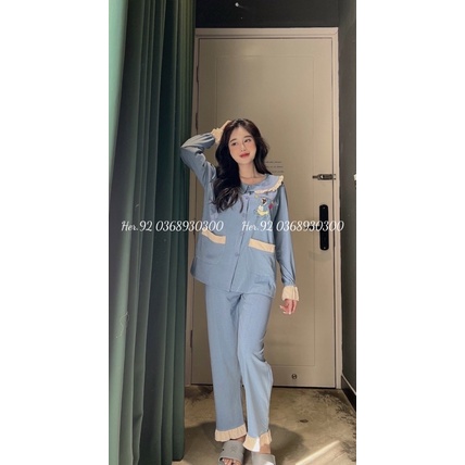 BỘ PIJAMA MẶC NHÀ DÀNH CHO BẦU VÀ SAU SINH CHẤT COTTON CÓ VÉN TI SIÊU THOẢI MÁI