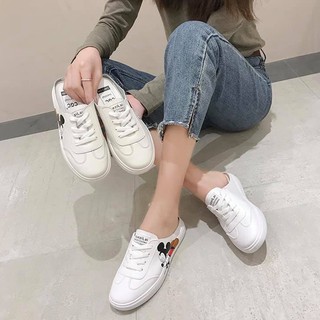 Giày Sục Thể Thao Nữ Chuột Mickey Basic Da Mềm Êm Fullbox