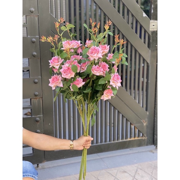 Cành hoa hồng nhung 9 bông loại 1 đủ màu