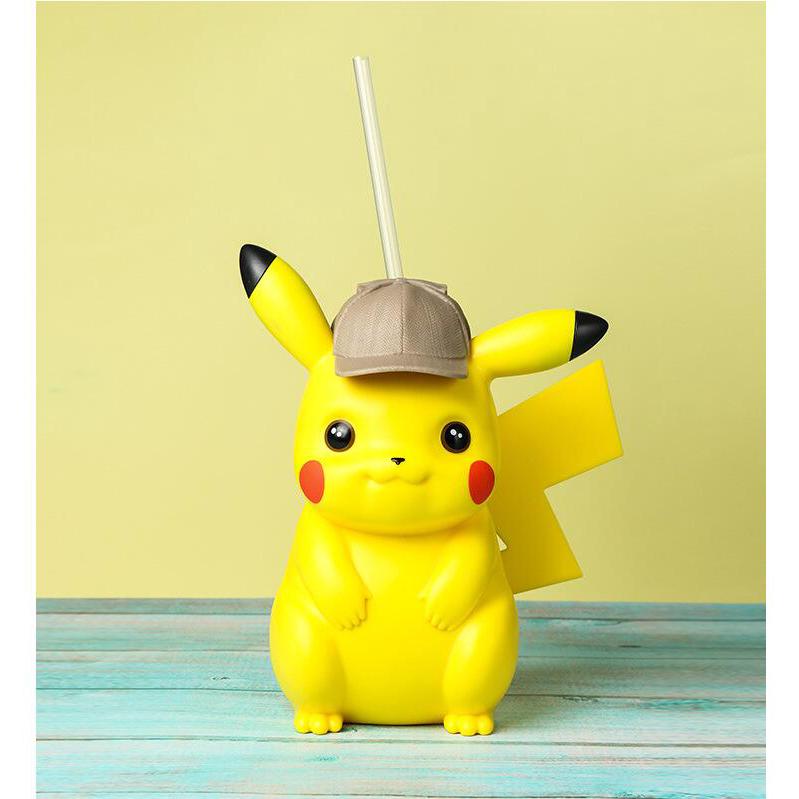 Ly Uống Nước Có Ống Hút Hình Thám Tử Pikachu Dễ Thương