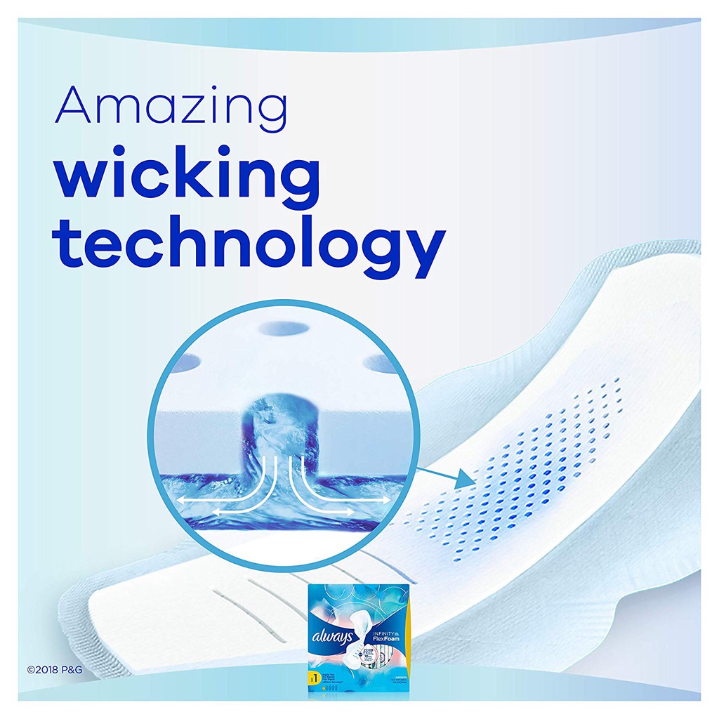 Băng vệ sinh siêu mỏng siêu thấm Always Infinity FlexFoam có cánh size 1 36 miếng