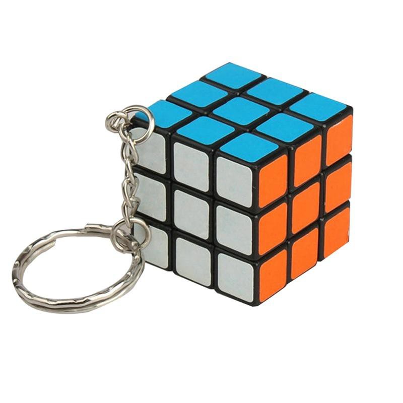 Móc khóa mặt hình khối rubik 3x3x3cm mini đáng yêu