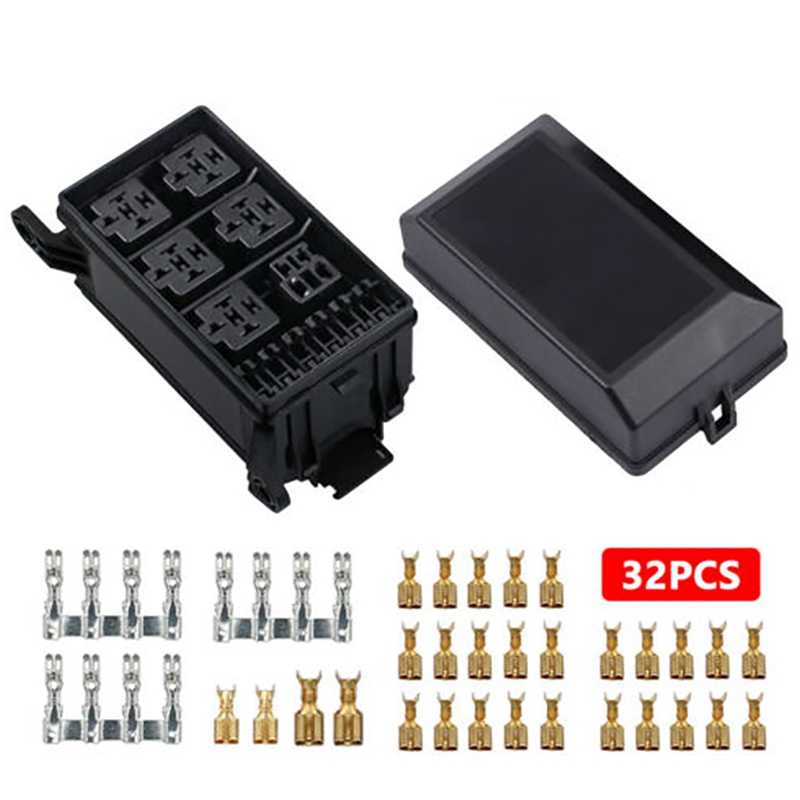 Hộp Đựng Cầu Chì 5 Cầu Chì 6 Rơ Le 12V Kèm Giá Đỡ Cầu Chì Dành Cho Ô Tô