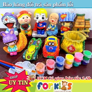 Tô Tượng trẻ em, Tượng thạch cao, bộ 10 tượng cao 9-11cm tặng 12 màu, 2 cọ, 1 vỉ