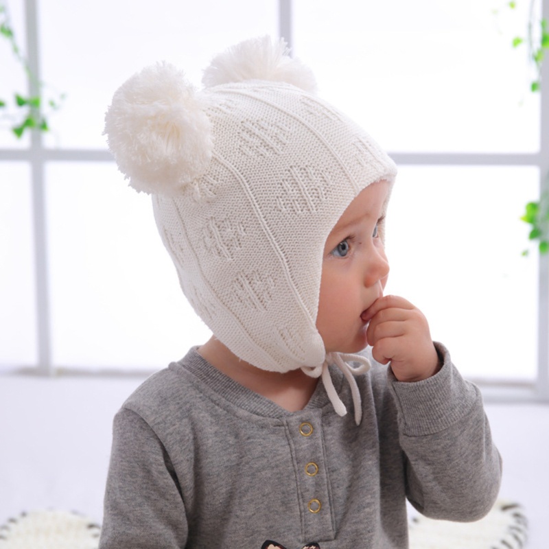 Mũ Beanie Dệt Kim Bảo Vệ Tai Dễ Thương Thời Trang Thu Đông Cho Bé Sơ Sinh