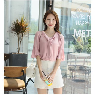 Áo sơ mi công sở, cổ bèo lớn tay lỡ loe - mã A10