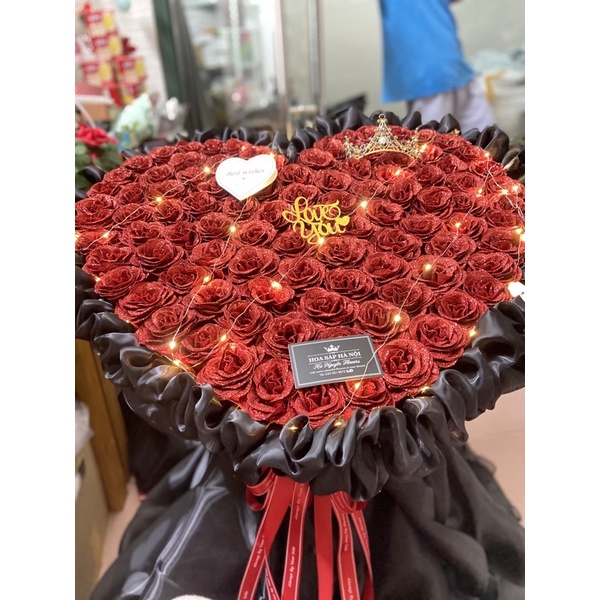 Hoa chúc  mừng -hoa sinh nhật- Bó hoa hồng nhũ 99 bông tình yêu vĩnh cửu tặng full topping ( nhận đặt theo yêu câu)
