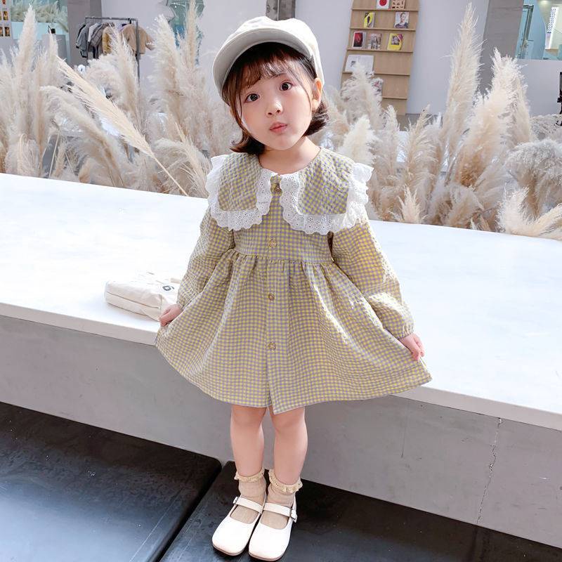 Đầm Xếp Ly Cổ Búp Bê Dễ Thương Dành Cho Bé Gái 6 Tháng - 4 Tuổi