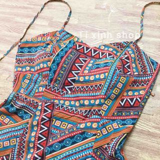 [HÀNG THIẾT KẾ] Maxi thổ cẩm đan lưng (có ảnh thật)
