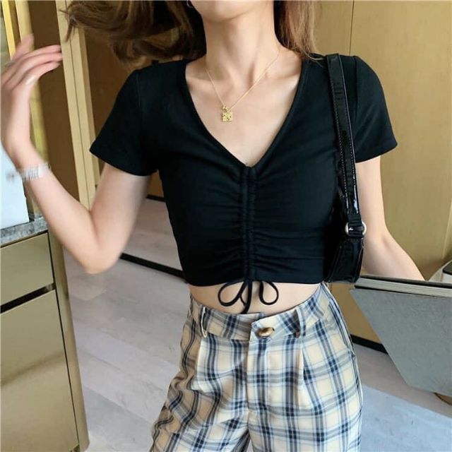 áo croptop nữ rút dây xinh xắn sexy | BigBuy360 - bigbuy360.vn
