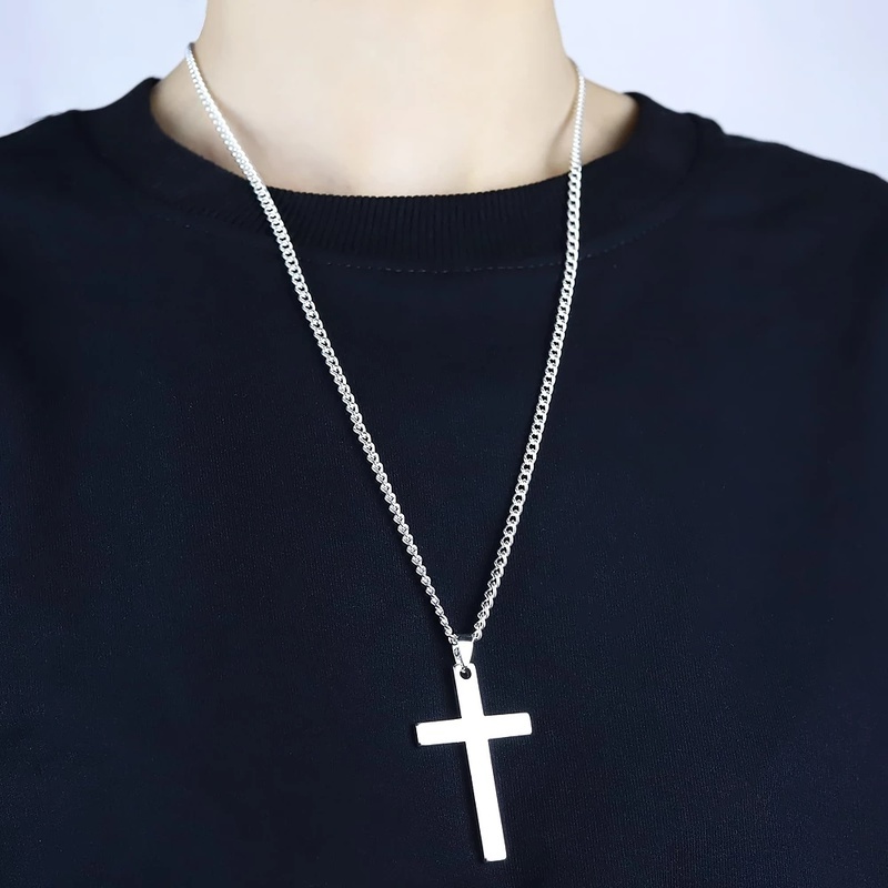 Vòng cổ Dài Bằng Thép Không Gỉ Mặt Hình Thánh Giá Thời Trang Dành Cho Nữ