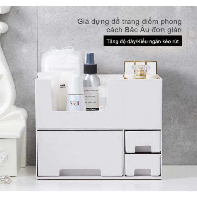 Tủ sắp xếp vật dụng bàn trang điểm đẹp mắt White Lucian