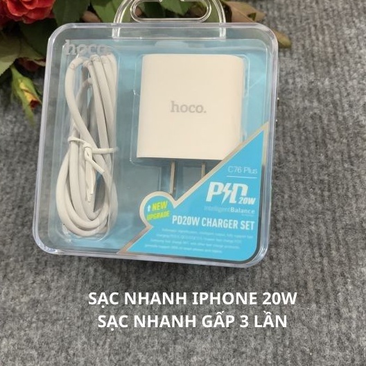 🌟CHÍNH HÃNG 🌟Bộ sạc nhanh 20W PD Hoco C76 plus cho Iphone 8/X/XS/XSMax,11,12 13
