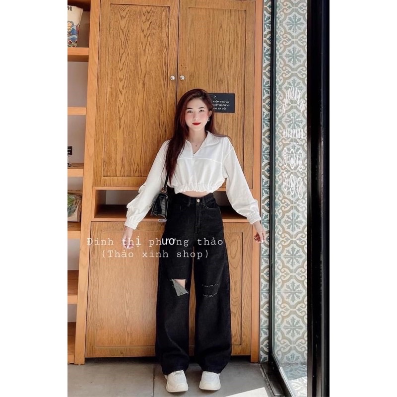 QUẦN ỐNG SUÔNG RÁCH 3 VẠCH XẺ