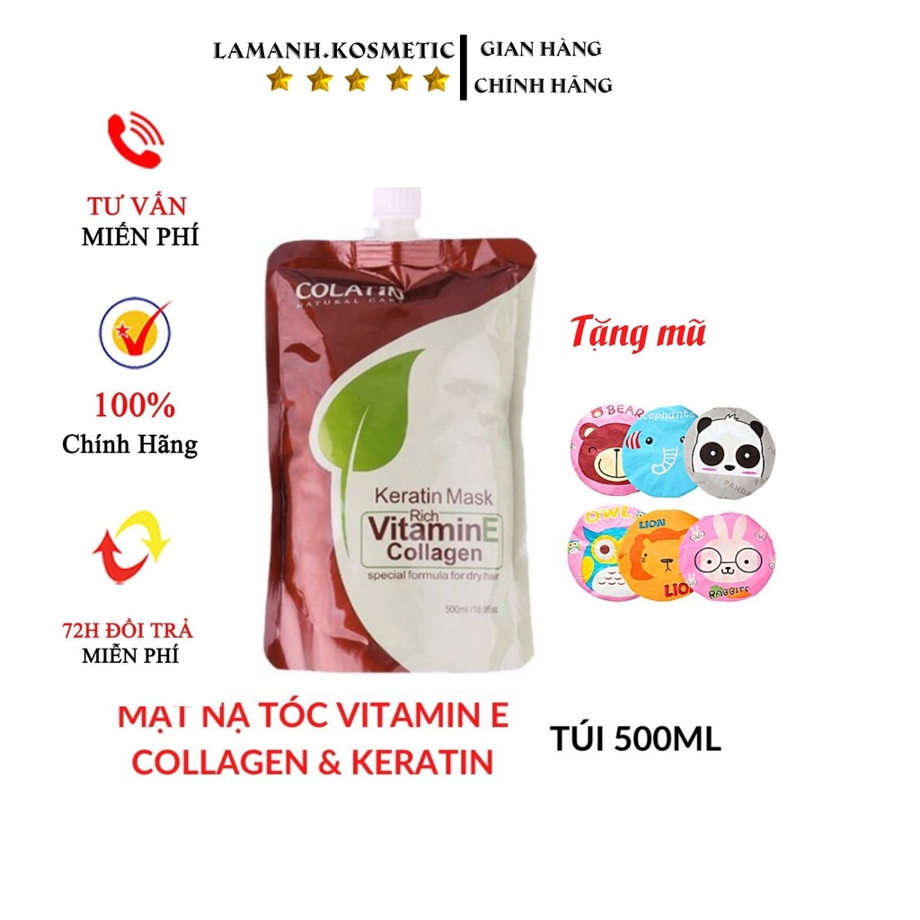 Hấp dầu (Kem ủ tóc) Colatin Keratin Mask Vitamin E 500ml giúp tái tạo lại sợi tóc, dưỡng ẩm và phục hồi hư tổn