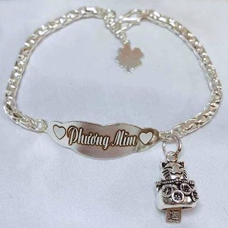 Lắc tay bạc khắc tên theo yêu cầu. Bạc BSJ