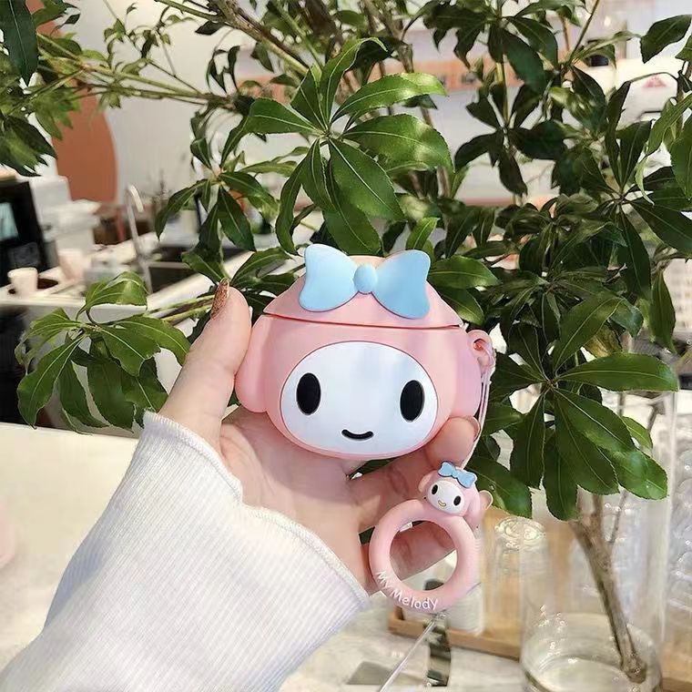 Vỏ Bảo Vệ Hộp Sạc Tai Nghe Airpods 3/1/2 pro bluetooth Không Dây Chất Liệu Silicon Mềm Hình Melody 3D