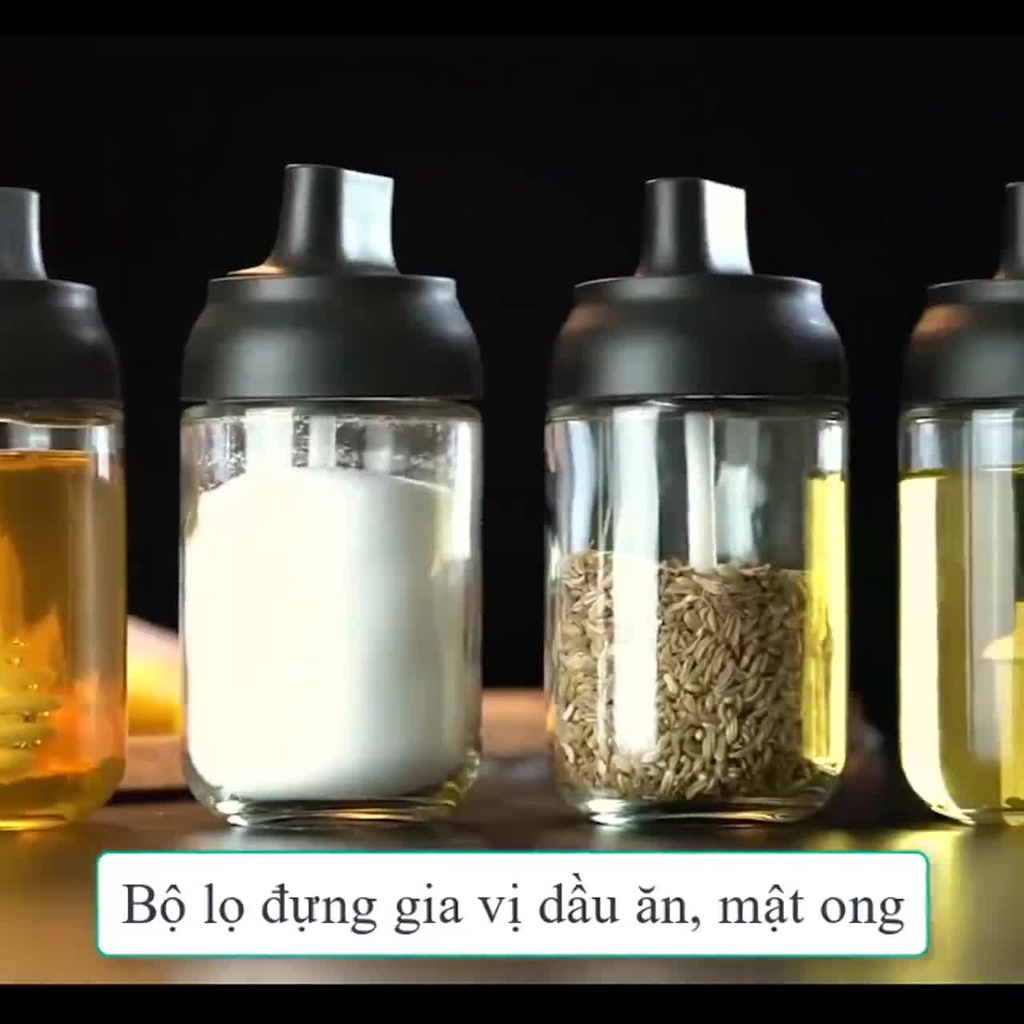 Lọ Đựng Thực Phẩm🌸FREESHIP🌸Lọ đựng gia vi nhà bếp bằng thủy tinh, kèm thìa múc  KN63