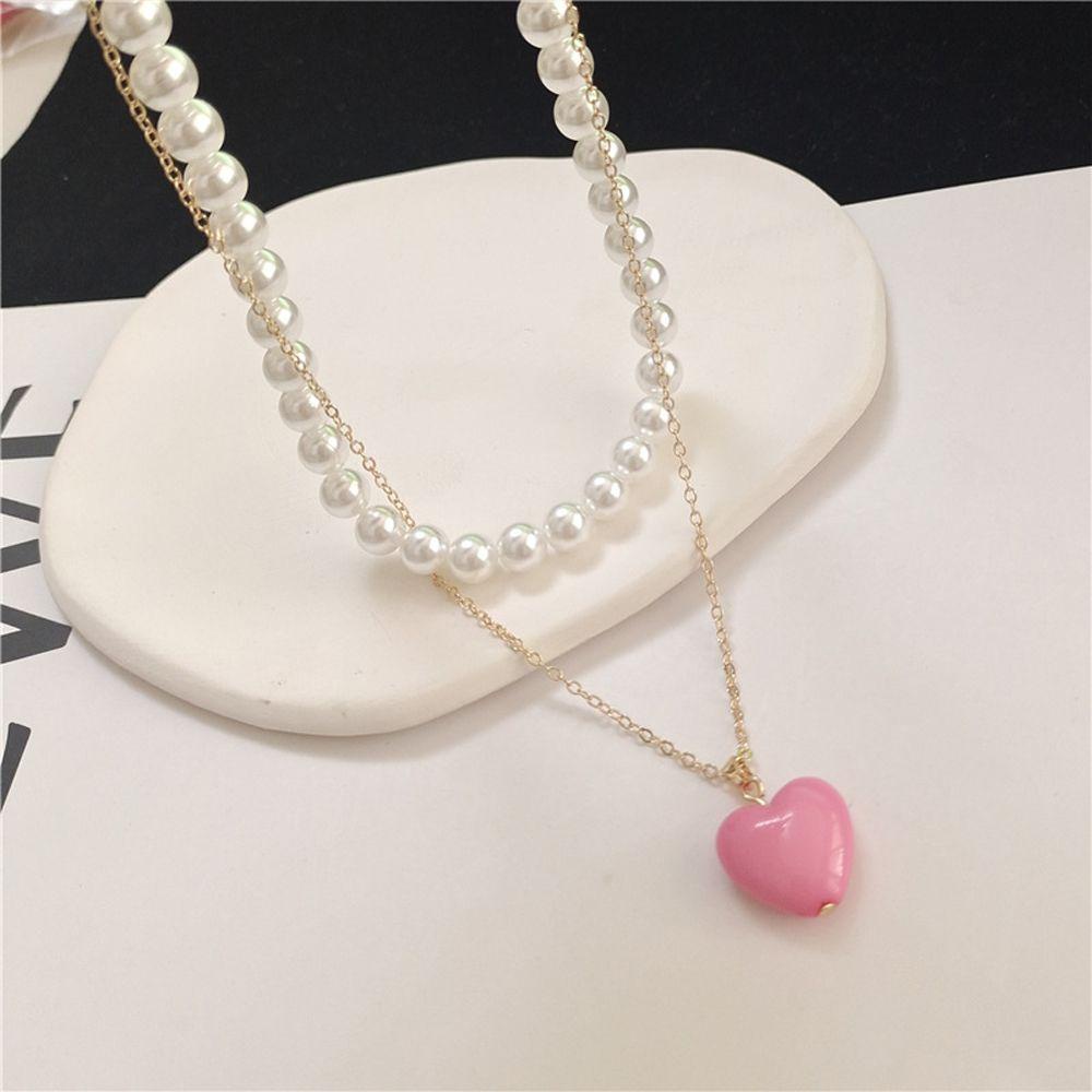 ANEMONE Vòng cổ Hai Lớp Mặt Trái Tim