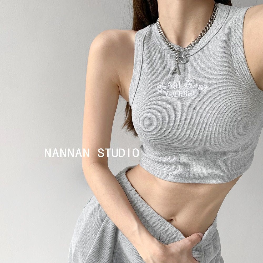 Áo Thun Nữ Không Tay Thêu Chữ Phong Cách Mới
