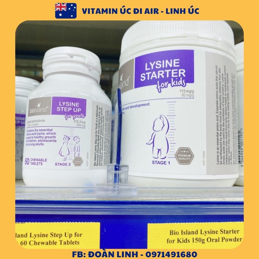 Bột tăng chiều cao Bioisland Lysine starter for kids, Hàng Chuẩn Úc